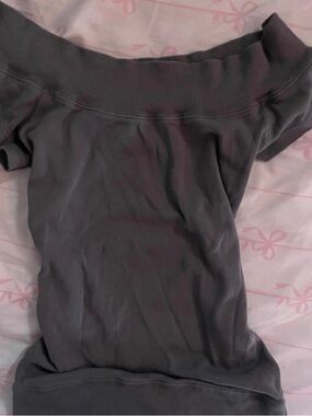 Brandy Melville Charcoal Gray Off-Shoulder Top